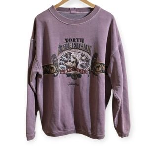 Vintage 90's North American Yellowstone Moose Aztec Print Sweatshirt. Size Large